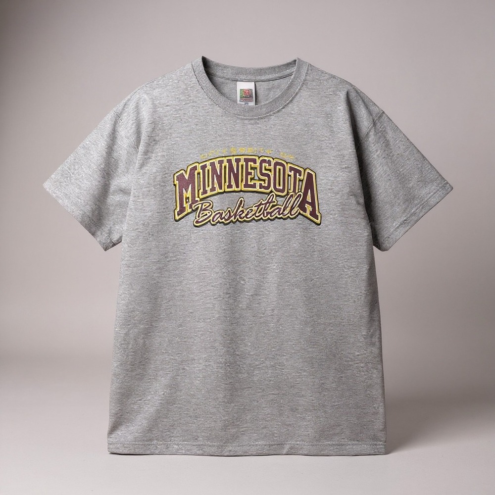 Vintage Minnesota Basketball Gray Graphic Tee XL Fruit of the Loom T-Shirt